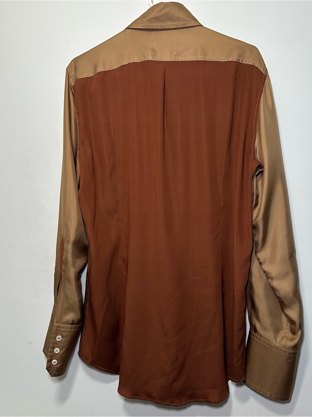 Dsquared2 Satin Feel Colorblock Button Front Shirt Men’s Size 50 Italy Bronze - Picture 15 of 16